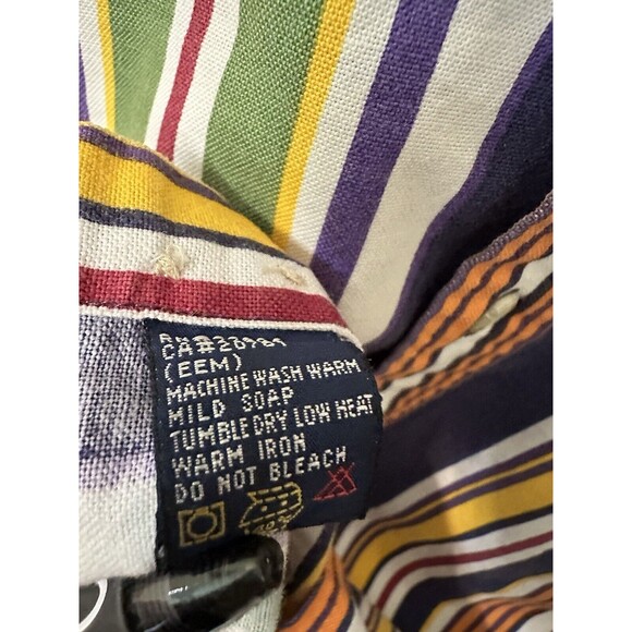 90s Vintage Tommy Hilfiger Mens Large Button Down Shirt Retro Multicolor Stripes - Picture 7 of 8